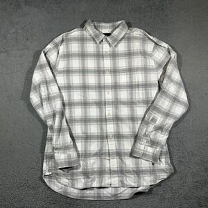 Vince Classic Fit Shirt Plaid Button Up Long Sleeve Mens XL Gray White #2113